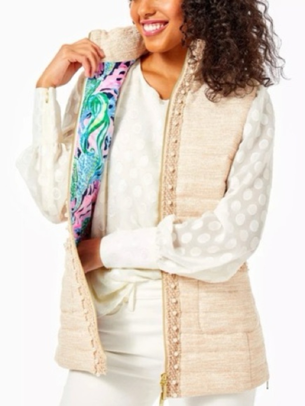 Gold Lily Pulitzer Noella Puffer Vest